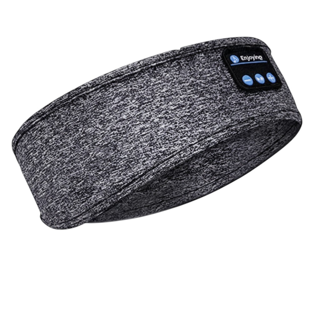 Nova Haus grey heathered Bluetooth sleep mask with integrated audio for total blackout comfort and 10+ hour playtime.