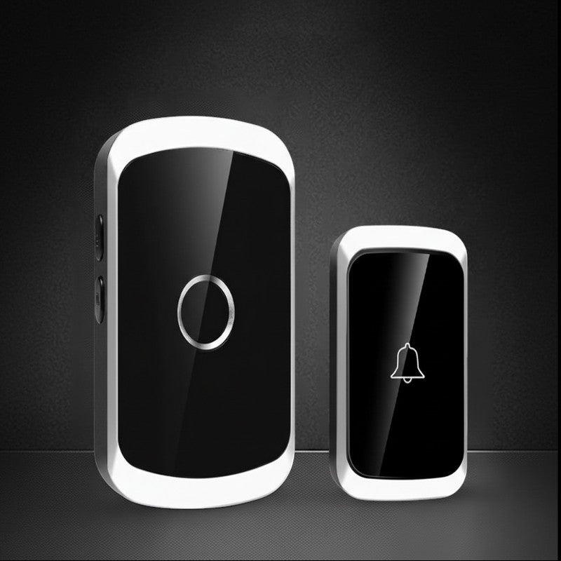 Nova Haus Secure-Ring wireless doorbell set with a black and silver transmitter and a black and silver receiver displaying a bell icon.