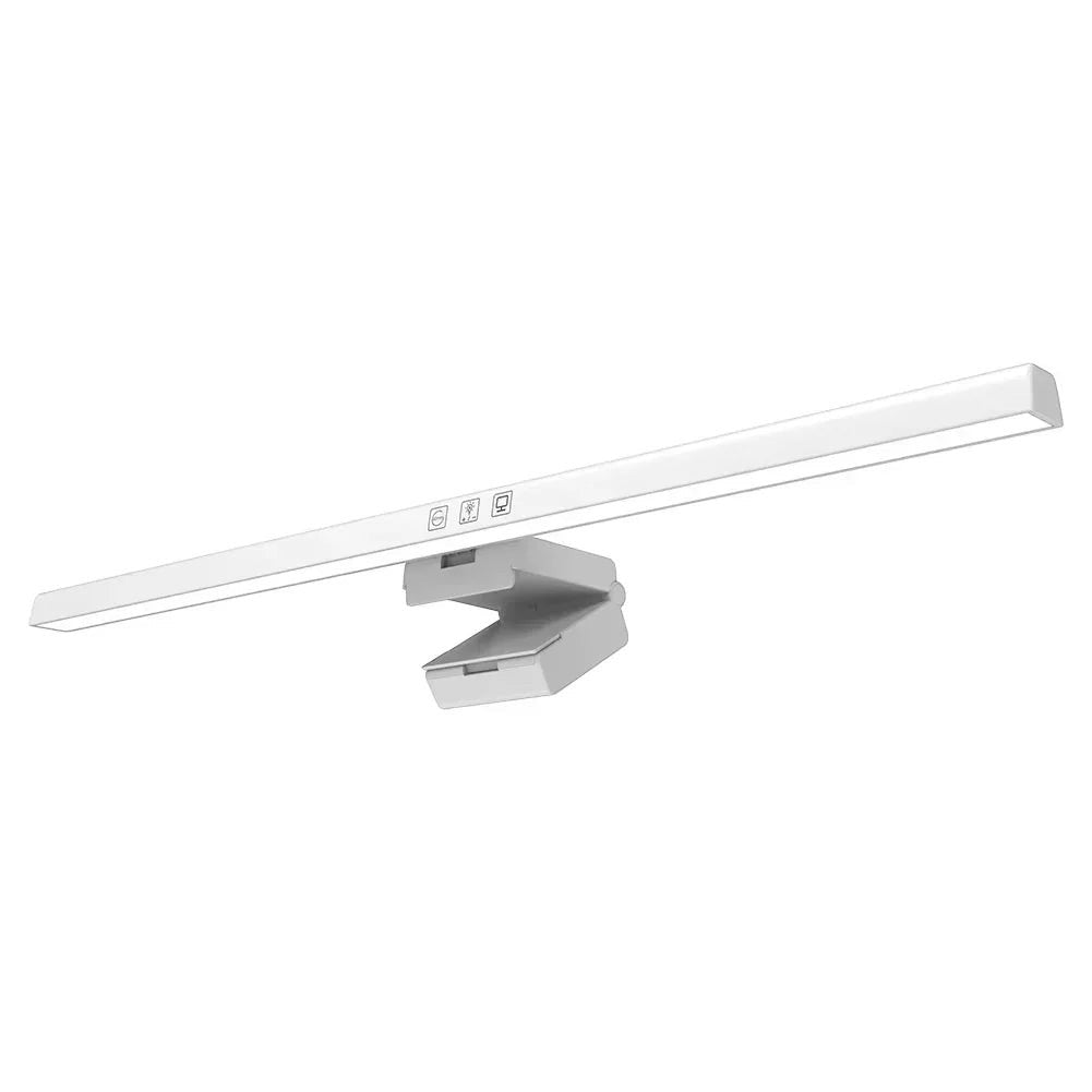 Nova Haus Aura-Beam white monitor light bar with adjustable clip mount and touch controls.